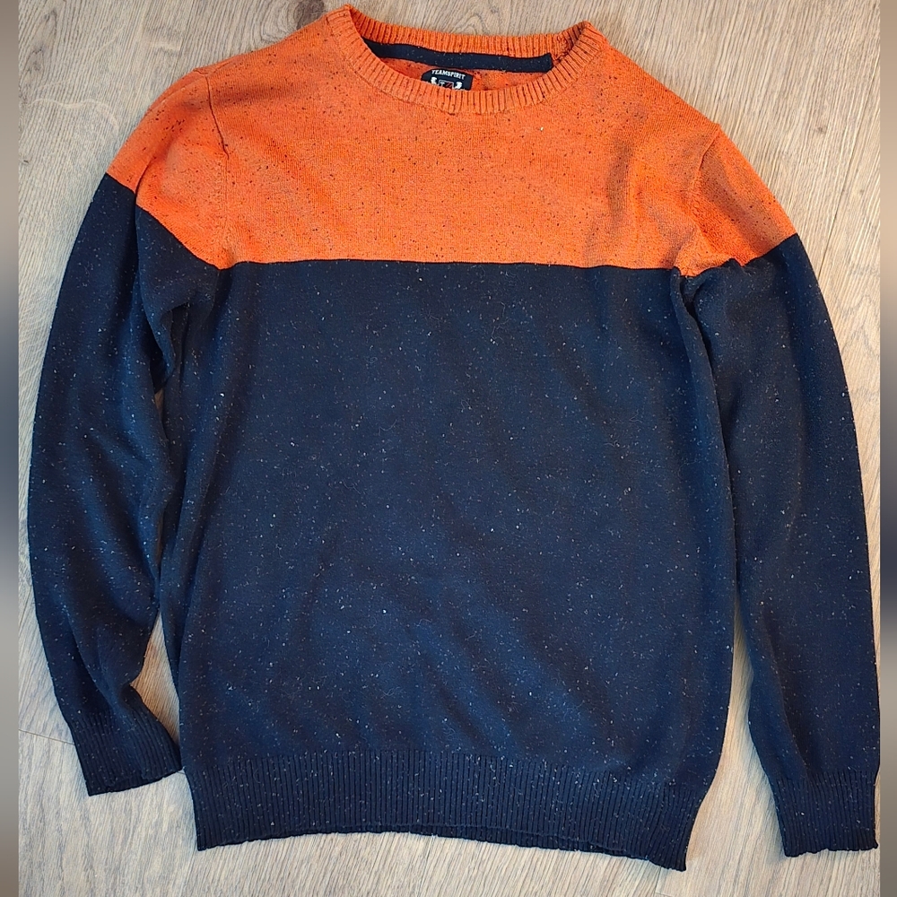 Orange and Black Crewneck Sweaters Vibrant Knit Style